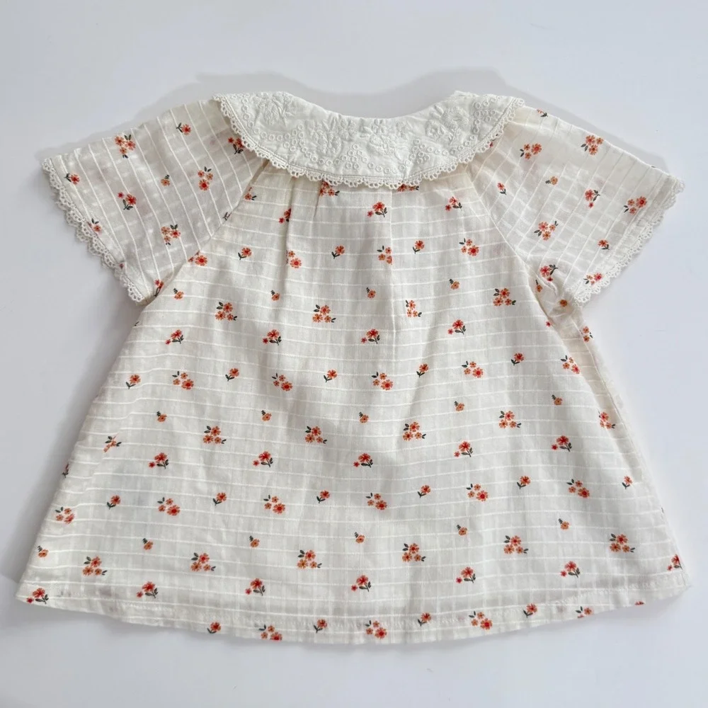 Cupcakes and Cashmere Baby Girl Floral Dress Peter Pan Collar Cottagecore 24M‎